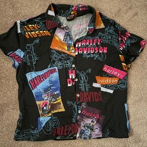 Vintage Harley-Davidson Graphic Short Sleeve Button Up RARE